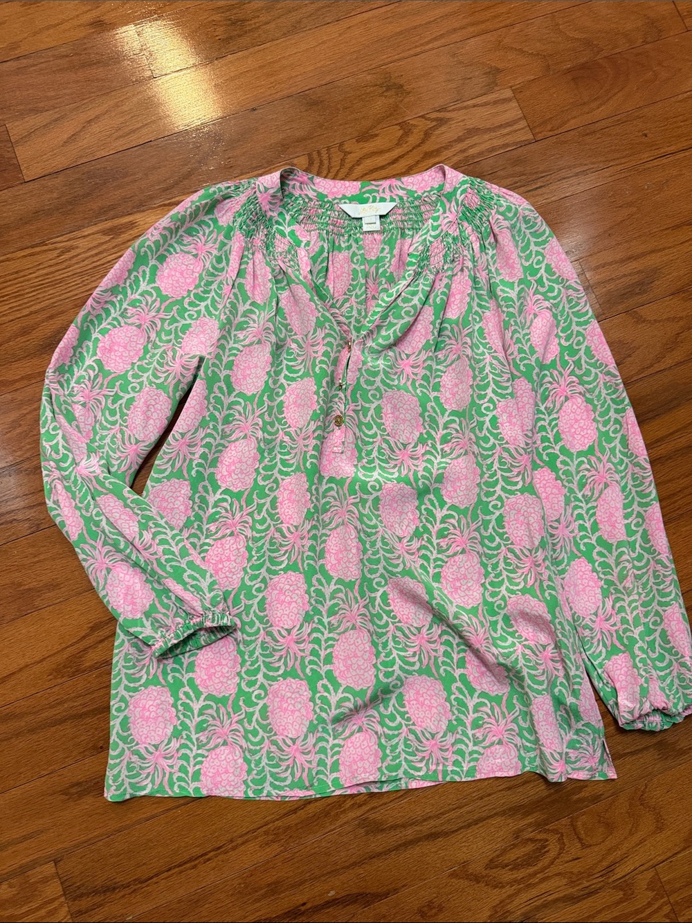 Lilly Pulitzer Pink and Green Pineapple-Print Long-Sleeve Elsa NWOT